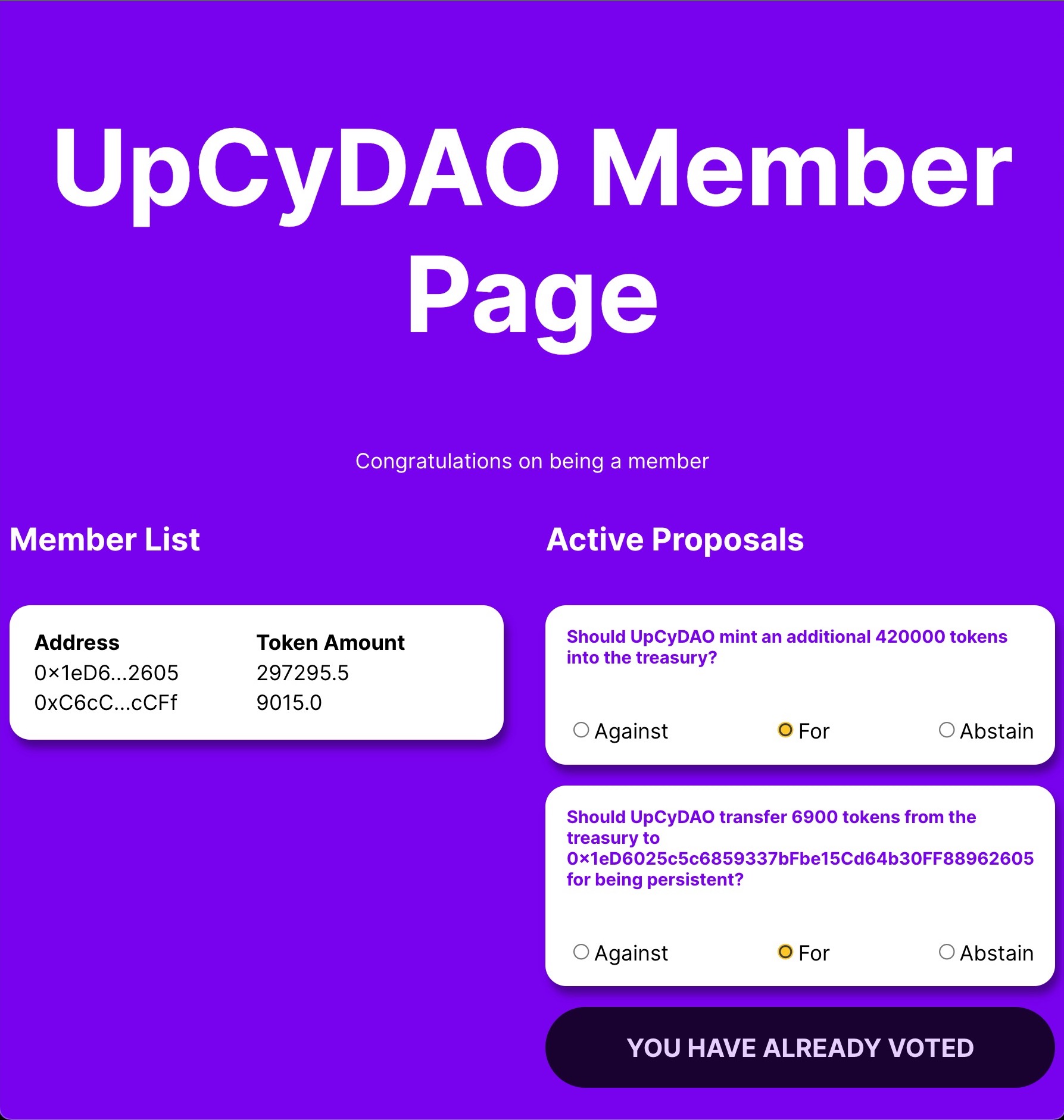 member page proposals
